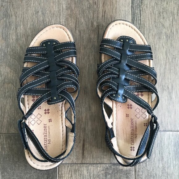 Cute Naturalizer N5 Comfort Strappy Sandals - Black, Brown - Women's Size 6.5 - Picture 4 of 10